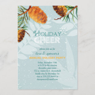 Convites Dezembro Pine Cones Feriado