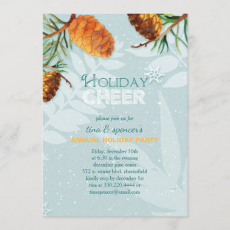 Convites Dezembro Pine Cones Feriado