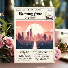 Convites Dia Correio Vintage Paga Antigo Jornal Retro Casam