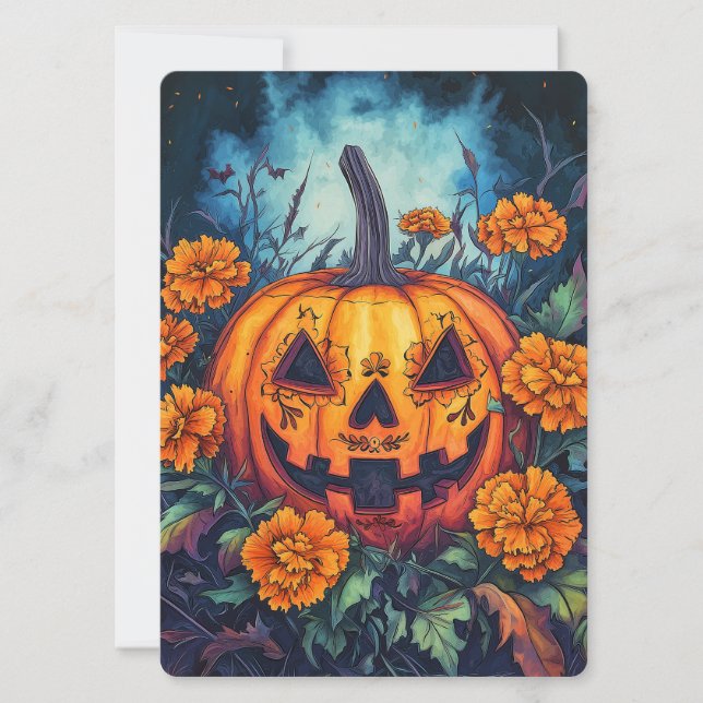 Convites Dia da Abóbora com Marigold Surround (Frente)