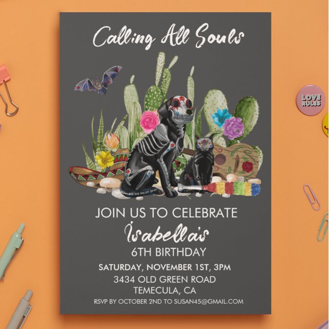 Convites Dia da Festa de aniversário Morta Fiesta (Criador carregado)