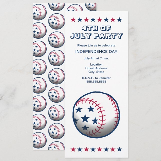 Convites Dia da Independência do Baseball (Frente/Verso)