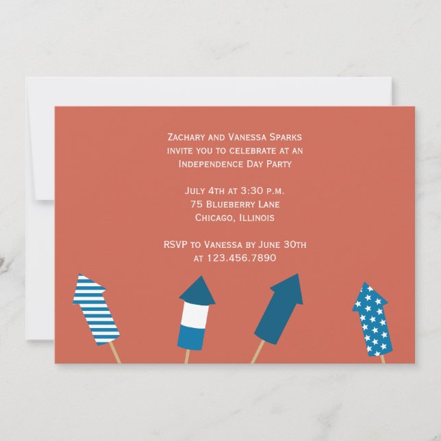 Convites Dia da Independência do Fireworks (Frente)