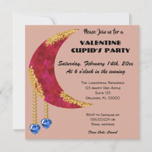 Convites Dia da Joia Azul Dourada Lua Azul do Coração