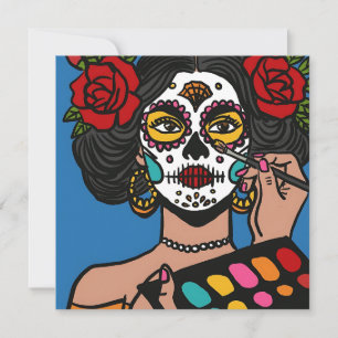 Convites Dia da Mão Morta Desenhada Catrina