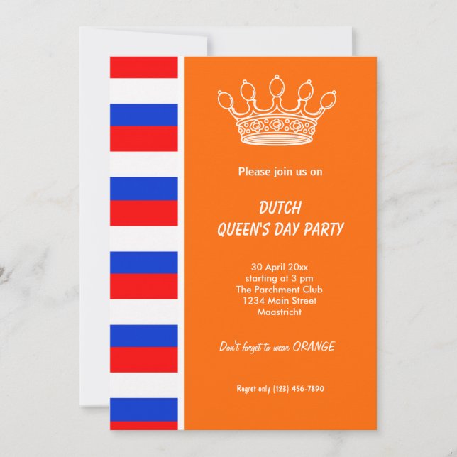 Convites Dia da Rainha Neerlandesa (Koninginnedag) (Frente)