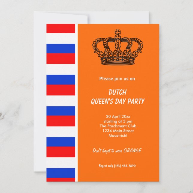 Convites Dia da Rainha Neerlandesa (Koninginnedag) (Frente)