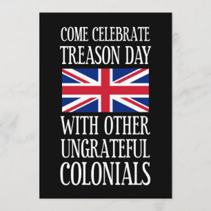 Convites Dia da Traição Colonial Ingrato Humor 4 de Julho