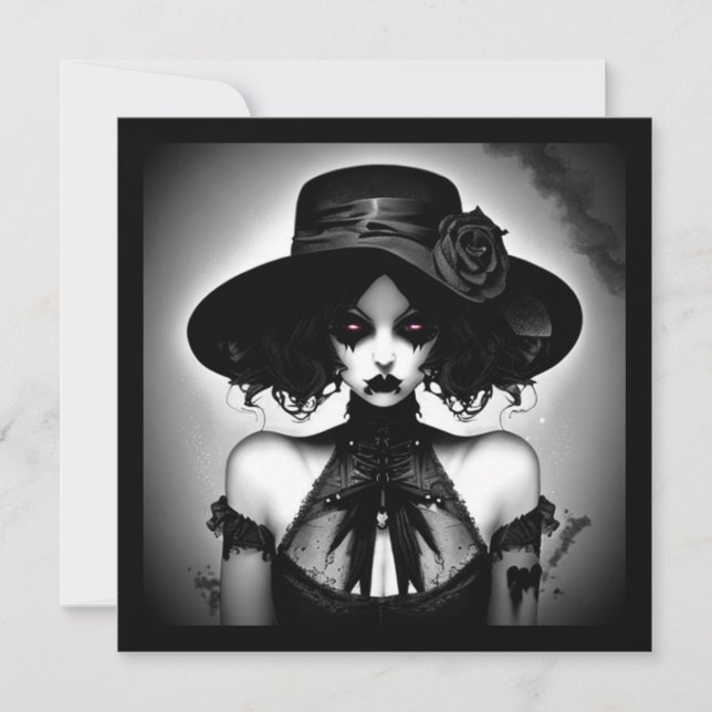 Convites Dia das Bruxas da Garota Gótica (Frente)