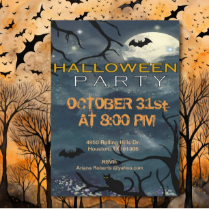 Convites Dia das Bruxas de Adultos à Lua