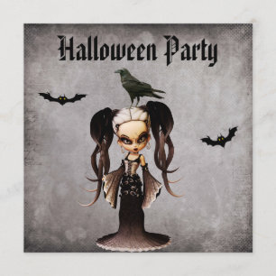 Convites Dia das Bruxas de Frankie Bride & Crow Damask