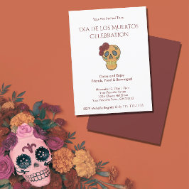 Convites Dia das Bruxas Douradas Vermelhas do Crânio do Açú