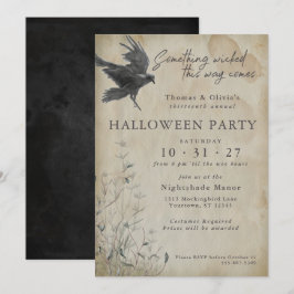 Convites Dia das Bruxas | Eerie Gothic Watercolor Raven