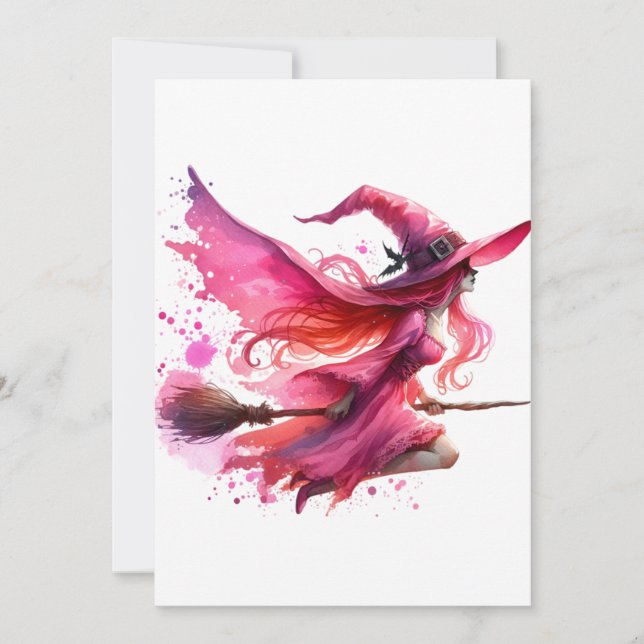 Convites dia das bruxas rosa das halloween (Frente)