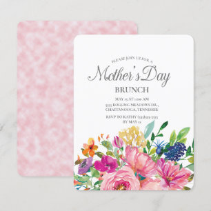 Convites Dia das Mães Botânico Floral Colorido Aquarela