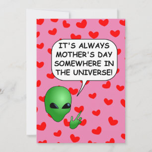 Convites Dia das Mães Corações Vermelhos Alienígenas