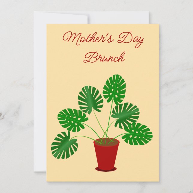 Convites Dia das Mães Planta Monstera Brunch Personalizado (Frente)