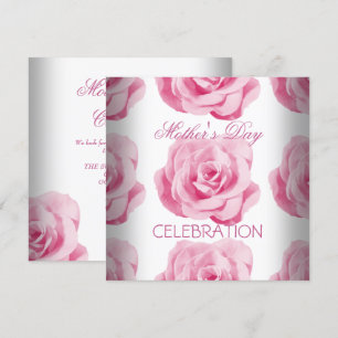 Convites Dia das Mães rosas Flores Rosa Branco