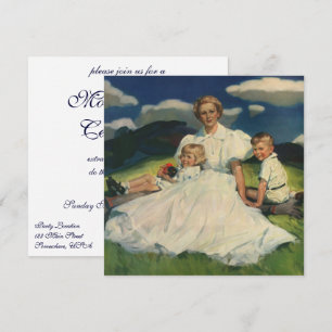 Convites Dia das Mães Vintage, Mãe com Filhos