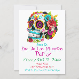 Convites Dia das Morte Caveira de Açúcar Colorida Calaveras