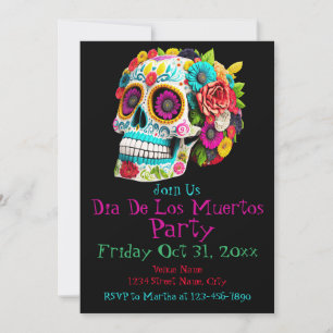 Convites Dia das Morte Caveira de Açúcar Colorida Calaveras