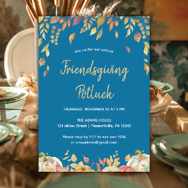 Convites Dia de Ação de Amizade Folhas de Potluck