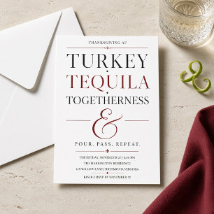 Convites Dia de Ação de Graças AF de Tequila e Peru com Uni