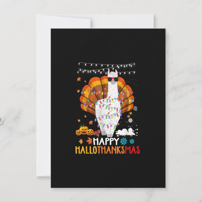 Convites Dia de Ação de Graças de Llama Happy Hallothanksma (Frente)