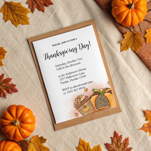 Convites Dia de Ação de Graças Elegante (Elegant Thanksgiving Day Invitation)