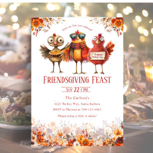 Convites Dia de Ação de Graças Friendsgiving Peru Fofo