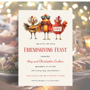 Convites Dia de Ação de Graças Friendsgiving Peru Fofo