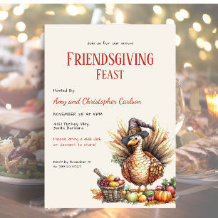 Convites Dia de Ação de Graças Friendsgiving Peru Rústico