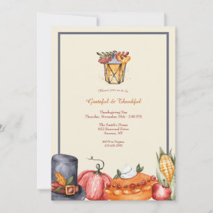 Convites Dia de Ação de Graças Grata e Agradável