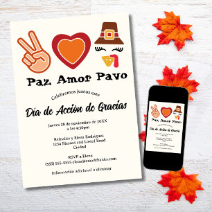 Convites Dia de Ação de Graças Paz Amor Turquia