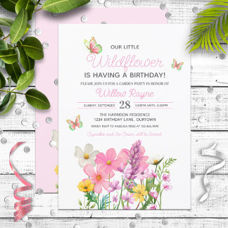 Convites Dia de Aniversário da Menina do Tema Flores Rosa