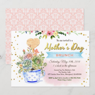 Convites Dia de as mães. Aquarela suculenta