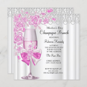 Convites Dia de as mães Bonito Rosa Champanhe Brunch 2a