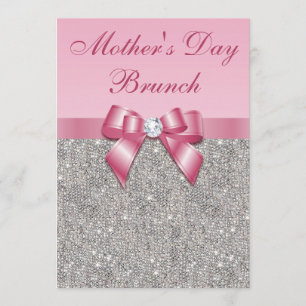Convites Dia de as mães Brunch Silver Jewels Faux Arco Ros