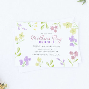 Convites Dia de as mães Brunch Soft Floral Watercolor Paste