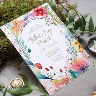 Convites Dia de as mães Brunch Watercolor Floral
