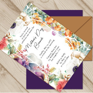Convites Dia de as mães Brunch Watercolor Floral
