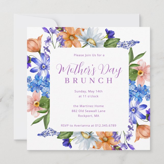 Convites Dia de as mães Brunch Wildflower (Frente)