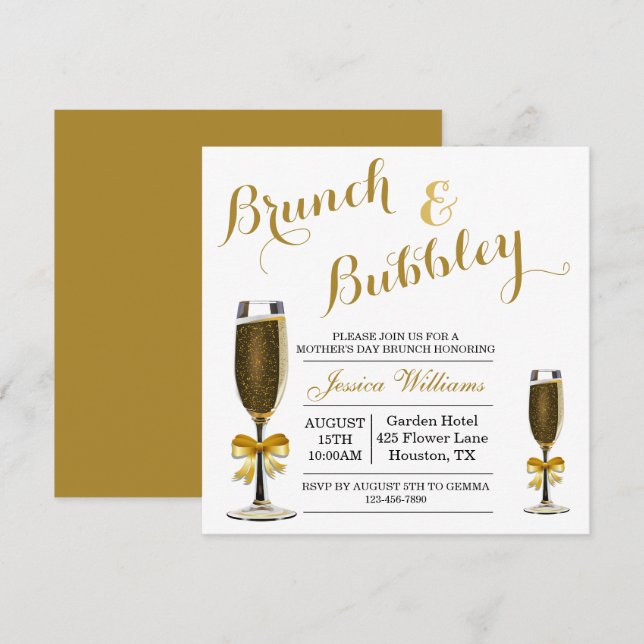 Convites Dia de as mães Bubble e Brunch (Frente/Verso)