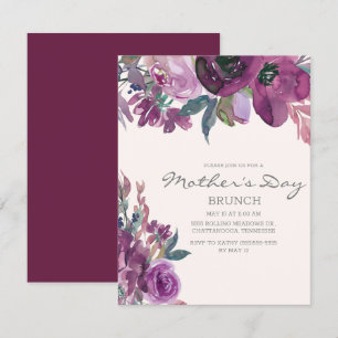 Convites Dia de as mães de Script Floral Roxo de Plum Lila