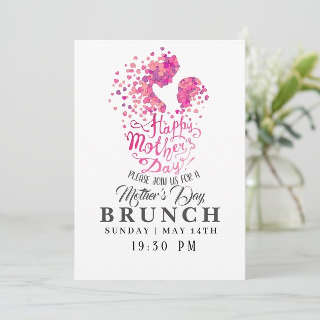 Convites Dia de as mães Feliz Brunch (Em pé/Frente)