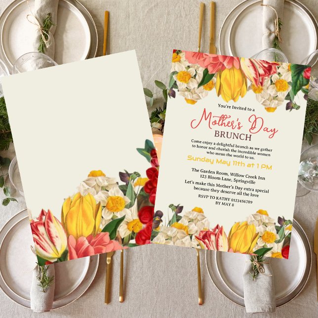 Convites Dia de as mães Floral Botânico de Blush Moderno Br (Criador carregado)