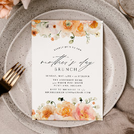 Convites Dia de as mães Floral Peach legante Brunch