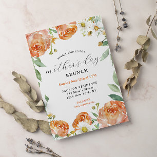 Convites Dia de as mães Floral Peach legante Brunch
