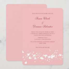 Convites Dia de Casamento dos Corações Vermelhos Rosa