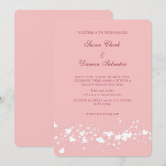 Convites Dia de Casamento dos Corações Vermelhos Rosa
